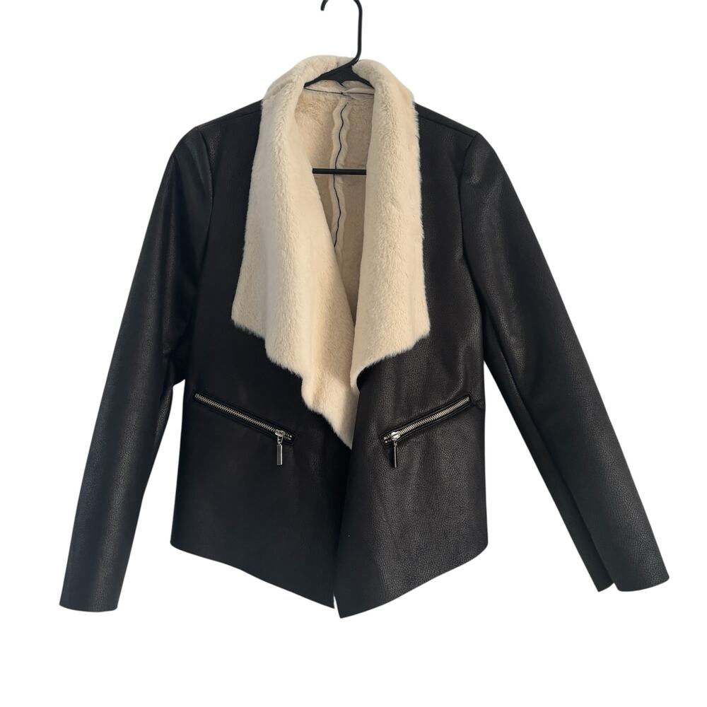 Gianni Bini Faux Shearling Moto Jacket Small Fall Essential Street Wear Cozy Fur
